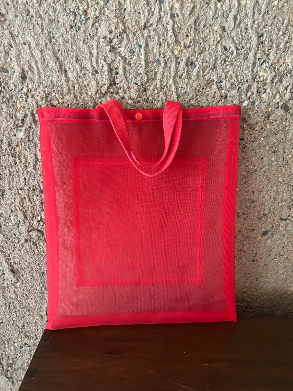 One of a Kind Handmade Red Sheer Mesh Tote Bag | Original Designer Piece